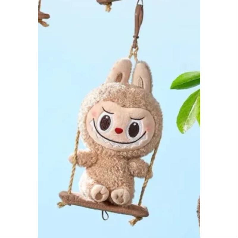Labubu POP LAND TIMBER WORKSHOP PLAYING ON THE SWING PLUSH PENDANT Series Brown