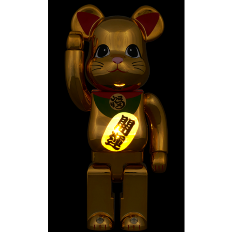 Bearbrick Lucky Cat Good Luck Gold Plated Luminous 400% Be@rbrick 2024 Limited
