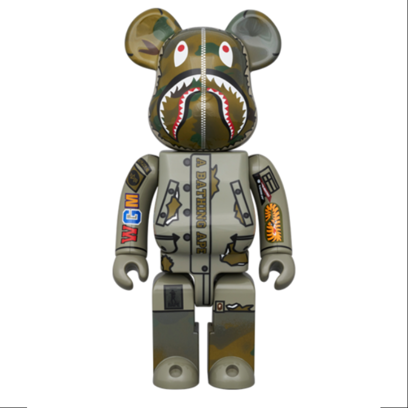 Bearbrick Bape Alpha Camo Shark 2023 400% & 100% 3PCS Be@rbrick 2023 Limited
