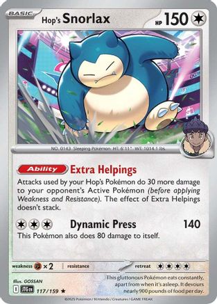 Hop's Snorlax (117) Holo Rare Reverse Holofoil